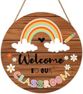 Harooni Welcome Sign for Classroom Door Sign Welcome to Our Classroom Door Decorations 12"x12" Rainbow Welcome Door Hanger Wreath Signs for School Door Hanger Teacher Gift Bulletin by welcometoourhome