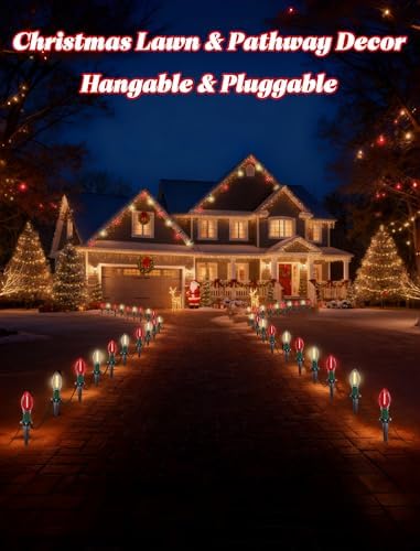 19.5FT C9 LED Red and White Christmas Pathway Lights with 10 Bulbs - Image 5