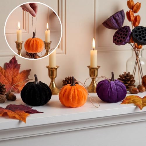Vercraft 12 Pcs Fall Pumpkin Hanging Ornament, Fall Tree Decor, Classic - Image 6