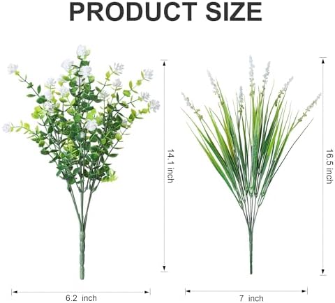 HyeFlora 20 Bundles Artificial Fake Outdoor Plants Flowers for Spring Decoration, UV Resistant Realistic White Plastic Flowers Faux Plant Monkey Grass for Planter Home Garden Porch Patio Window Box - Image 3