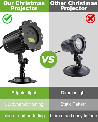 Laser Christmas Projector Lights Outdoor, Waterproof Christmas Decorations Moving Stars Light Show, Remote Control Timer, Holiday Projector Decorations for House, Yard & Garden - Image 5