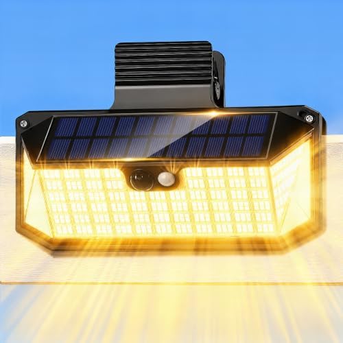 470 LED Clip On Solar Lights Outdoor, Warm White Motion Sensor Lights 1Pack by LUHLEE
