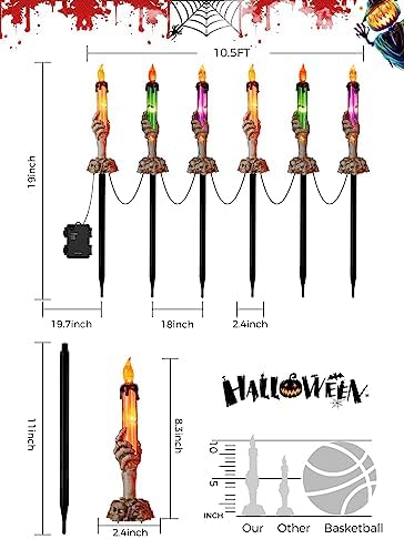 6 Pack Halloween Pathway Lights Lighted Candle Stake for Outdoor Yard Decor - Image 5