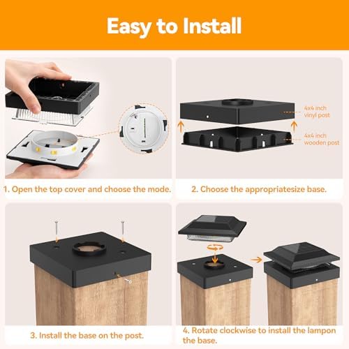 Solar Post Cap Lights for 4x4 Wood/Vinyl Posts, 12 Pack - Image 5