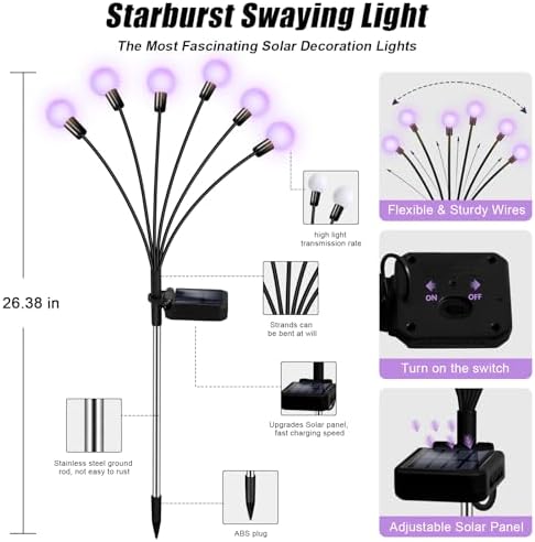 NBQQ Solar Lights Outdoor Waterproof 2 Pack of 12 LEDs Unique Gifts Women - Image 4