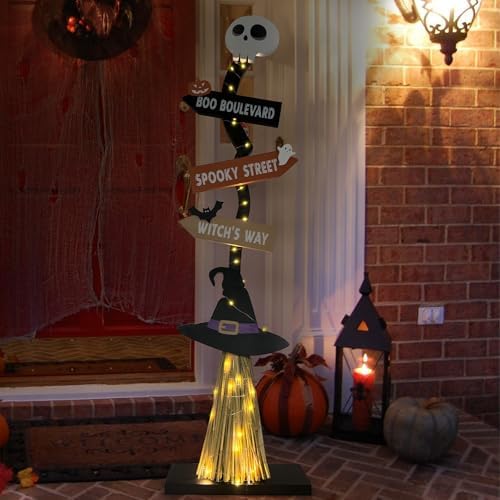 Lighted Halloween Wooden Witch Broom for Indoor Outdoor Decorations - Image 6