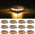 VOLISUN 4x4 Solar Post Cap Lights, 12 Pack Brown Waterproof Fence Lights by VOLISUN