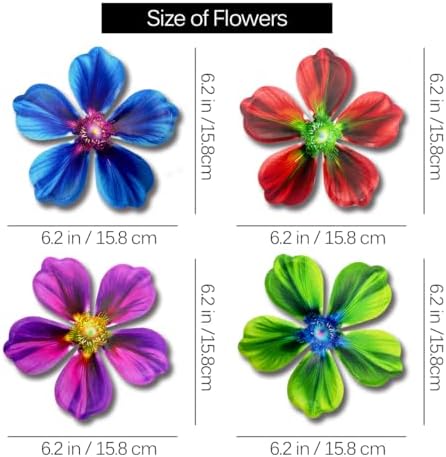 Giyyomtr Metal Flowers Wall Decor - 4pcs Metal Flower Wall Art Hanging Decorations for Outdoor Fence Garden Yard Patio Decor, Gift for Mom Friends - Image 3