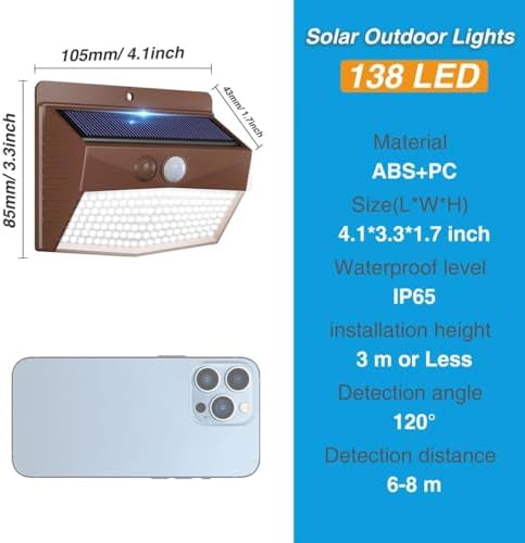 Peasur 1 Pack Solar Motion Sensor Lights Outdoor Waterproof with 3 Modes - Image 6