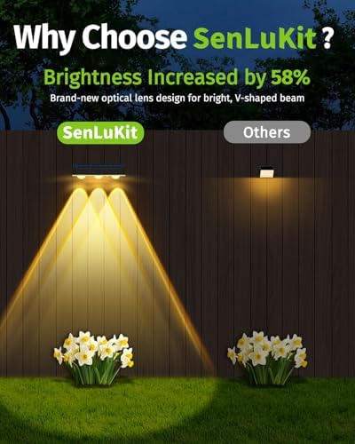 Solar Fence Lights Outdoor 12 Pack Upgraded High Brightness 3 LED Spot Lens Waterproof Deck Lights 7 Mode Warm&Cool White RGB Solar Powered Wall Lighting Decor for Outside Patio Step Backyard Railing - Image 2