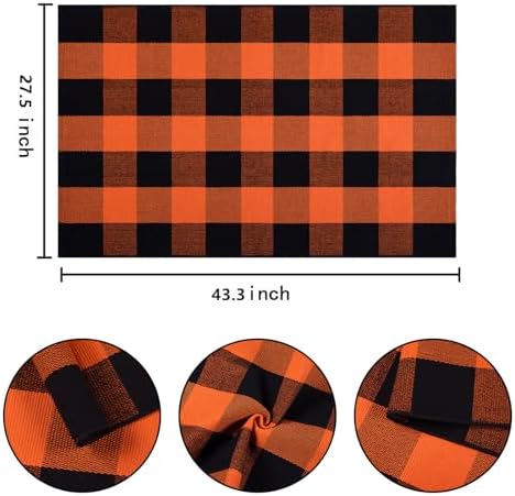Fall Door Mat Outdoor 27.5"x43.3",Orange Black Halloween Layered Doormat - Image 2