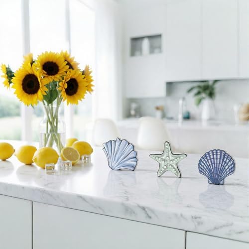 Smile 3 Pcs Wooden Decor Summer Indoor Decorations, Sea Style, Shell Starfish Summer Table Centerpieces for Home Kitchen Seasonal Display - Image 4