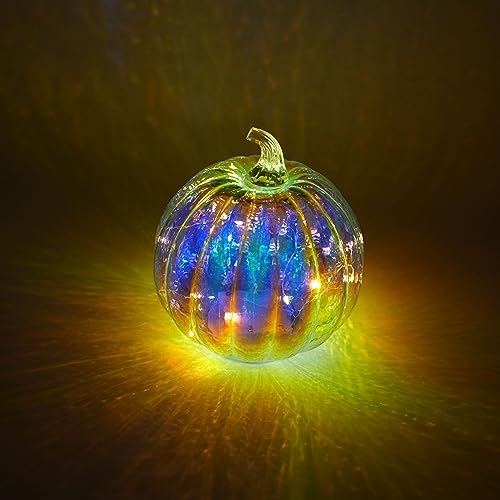 Colorful Mercury Glass Pumpkin with Built-in LED Light - Enhance Your Fall Decor with Magical Glow-Perfect Harvest Festival Decorations and Gift - Image 6