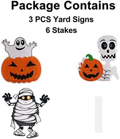 Halloween Decorations Outdoor Yard Stakes - 3 Pack Pumpkin Ghost Yard Signs - Image 6