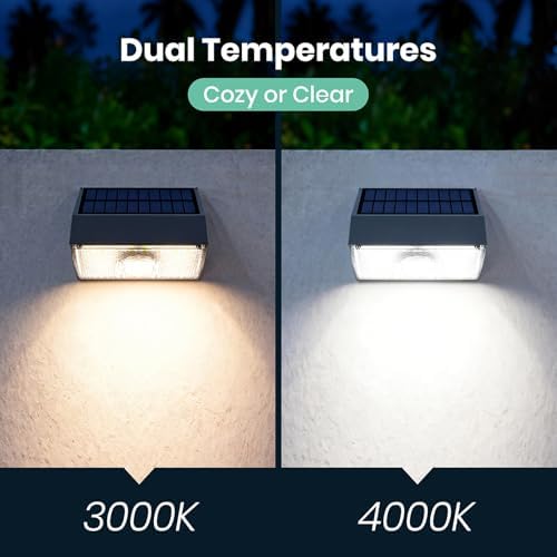 Solar Fence Light Outdoor, 4000K 3000K Solar Wall Light 1000LM - Image 2