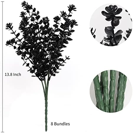 RECUTMS Black Artificial Flowers,Fake Fall Outdoor UV Resistant Plants,8Pcs - Image 2