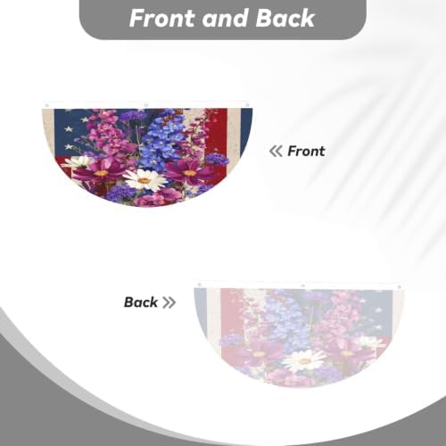 Red White Blue Flowers Semicircular Hanging Decorative Bunting Flag 2pcs - Image 2