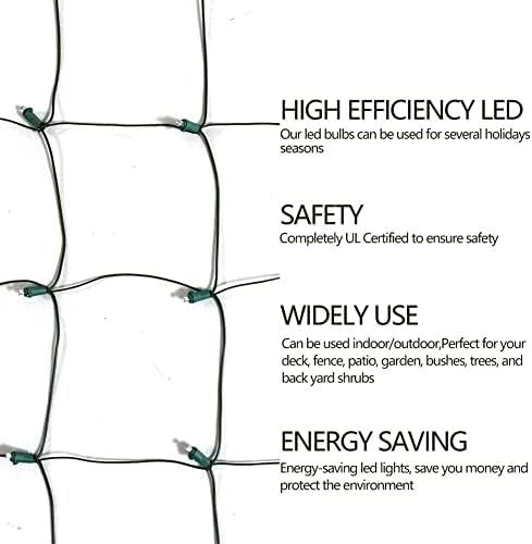 HISHINY Halloween Lights Outdoor,100LED 5ftx5ft Orange Net Lights with Connectable, Waterproof,UL Certified and Durable Green Wire Design for Bushes,Shrubs,Halloween Decorations Outdoor - Image 7
