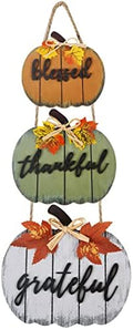 CYNOSA Fall Decorations for Home Blessed Grateful Thankful Door Sign Fall Decor Thanksgiving Decorations Wooden Pumpkin Vintage Hanging Signs for Home Farmhouse Harvest Outdoor Wall Decor by CYNOSA