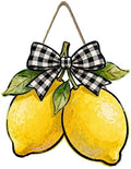 Harooni Lemon Welcome Door Sign for Front Door Summer Yellow Fruit Hanging Wreath 10"x10" Fresh Lemon Wood Sign Front Door Farmhouse Wall Porch Art Home Kitchen Living Room Indoor Outdoor Ornaments by welcometoourhome