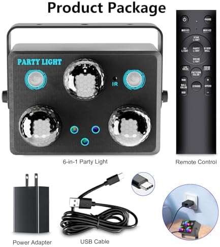 Party Lights,Disco DJ Strobe Light Rave Stage Projector Effect Dance Club Light Sound Activated with Remote Control for Parties Home Show KTV Pub Dance Christmas - Image 6