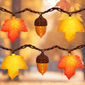 8.5Ft Fall Decor Maple Leaves Acorn Lights String, Fall String Lights Plug in with 10 LED Yellow/Orange Maple Leaf Acorn Light for Home Porch Fireplace Autumn Harvest Party Thanksgiving Decor, 0.48W by PASUTO