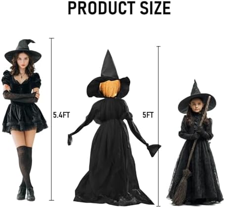 TW SHINE Halloween Witch Decorations Outdoor, 5 FT Set of 3 Holding Hands Witches Stakes with Glowing Face, Lighted Halloween Decor for Party Yard Lawn Porch Garden Haunted House Props - Image 4