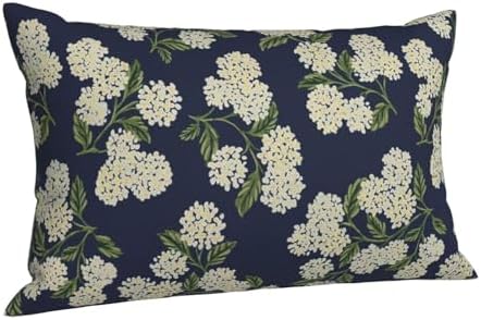 Navy Blue Spring Pillow Covers 12x20 Inch 2 Pcs Green Yellow Hydrangea Flower Decor Throw Pillows Vintage Floral Seasonal Summer Outdoor Decoration Pillowcase Linen Cushion Cover for Couch Sofa - Image 7