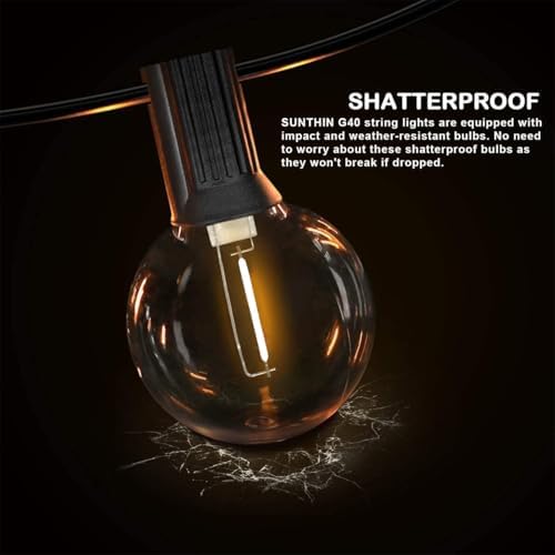 SUNTHIN 27FT Globe Outdoor String Lights with 14 G40 LED Bulbs (1 Spare) - Image 5