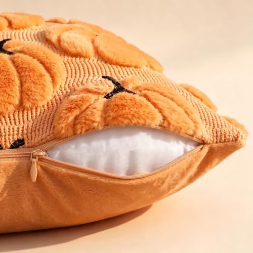 Fall Pillow Covers Pumpkin Fall Decor 20x20 Set of 2 Orange - Image 3