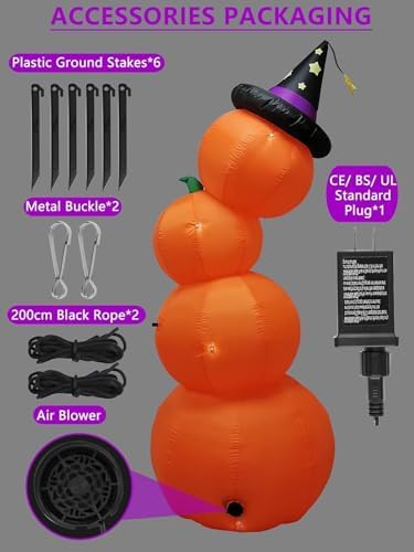 Kalolary 8 Feet Halloween Inflatable Stacked Pumpkins for Yard Decor - Image 3