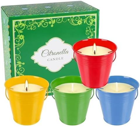 Citronella Candles Outdoor Set of 4-12oz Multicolor Soy Wax Candles, Clean Burning Smokeless for Patio Garden Balcony Decor, Long-Lasting Outdoor Candles with Natural Soy Wax Blend by Aamdkcyu