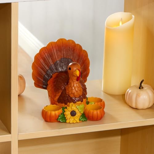 JOYIN Thanksgiving Turkey Candle Holders, Thanksgiving Turkey Tabletop Centerpiece, Fall Centerpiece Table Decorations, Tea Light Pumpkin Candle Holder, Indoor Home, Kitchen Autumn Decor - Image 7