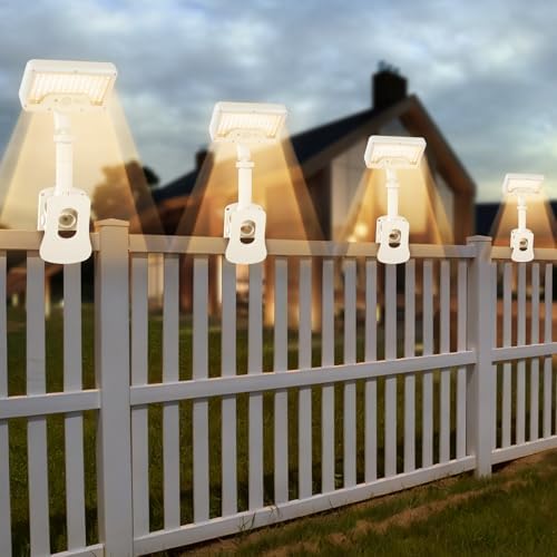 Clip On Solar Motion Lights Outdoor,360°Rotatable Fence Lights(4Pack,3000K) by SunlightEncounter
