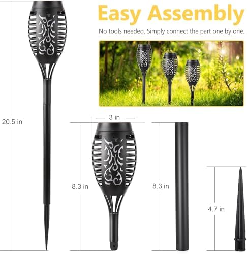 Toodour Solar Torch Flame Lights, 6 Pack Solar Halloween Lights Outdoor - Image 7