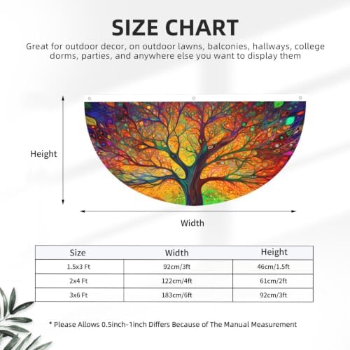 Tree Leaves Colorful Semicircular Hanging Decorative Bunting Flag 2pcs - Image 3