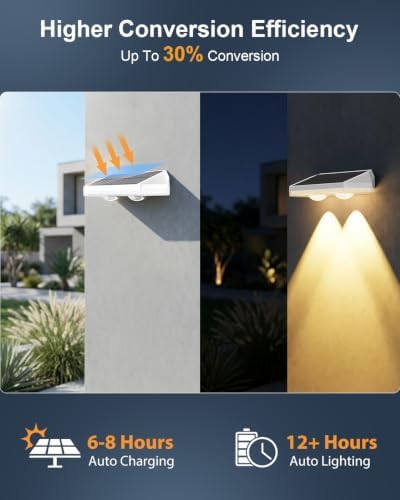 Solar Fence Lights Outdoor ,3000/4500/6000K 13 Mode, 12 Pack Fence Lights Solar Powered with Ultra-Bright Lens IP65 Waterproof,Solar Wall Light for Backyard/Step/Patio/Deck/Stair/Railings(White) - Image 4