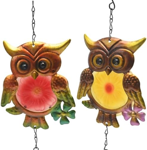 VIKKSAER 2 PCS Metal Owl Wind Chimes Colorful Decorative Hanging Ornaments for Indoor and Outdoor Ideal for Gardens Patios and Home Decor - Image 6