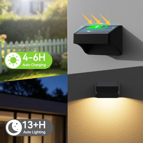 ZCXLIGHT Solar Fence Lights Outdoor, 10 Color Fence Solar Lights Outdoor with Remote Control Long Lasting, Ultra Bright IP65 Waterproof LED Solar Wall Lights for Fence Deck Step (8) - Image 6