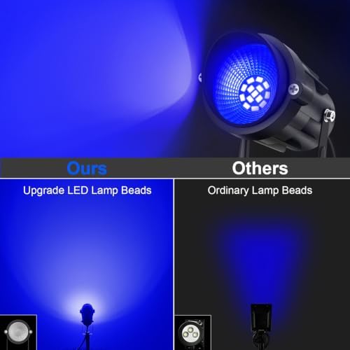 Halloween Blue Landscape Lights Outdoor, 14 LED Landscape Lighting with US Plug, IP65 Waterproof Spotlights for Tree Yard Garden Pathway Christmas Decor 4 Pack - Image 6