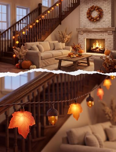 SUNSGNE 12FT Acorn Maple Leaf String Lights, Thanksgiving Fall Decor - Image 6