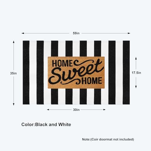 KIMODE Black and White Outdoor Rug Fall Front Door Mat Porch Paito Rug - Image 2