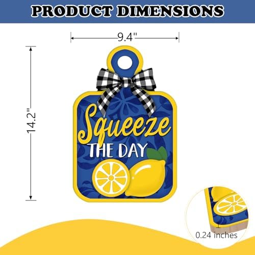 Blue Lemon Front Door Sign, Amalfi Coast Squeeze The Day Citrus - Image 2