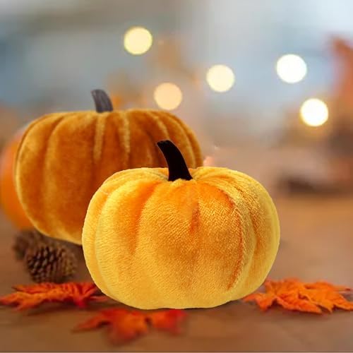 12 Assorted Velvet Pumpkins for Decorating, Fall & Thanksgiving Decor - Image 4