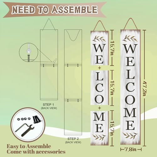 Fall Welcome Sign for Porch 47" Retro White Wooden Door Sign for Outdoor Autumn Rustic Cabin Large Porch Signs For Patio Farmhouse Vertical Signs for Seasons Standing Yard Signs for Garden - Image 5