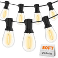 GvvooHome 50FT LED Outdoor String Lights with 25 Shatterproof Edison Bulbs (1 Spare), Dimmable Hanging Outdoor Lights for Backyard, Porch, 2700K Warm White by GvvooHome