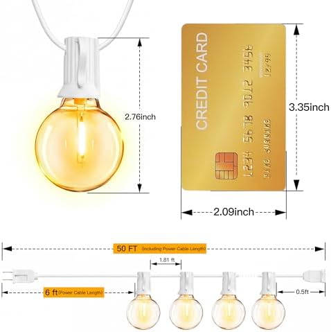 Ollny Outdoor String Lights, 150FT LED Patio Lights Waterproof White Wire - Image 4