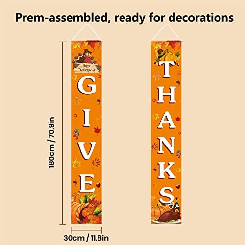 Thanksgiving Decorations GIVE THANKS Banner Porch Door Sign Autumn Fall Welcome Banner For Indoor Outdoor Wall Thanksgiving Decorations For Home - Image 5