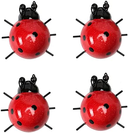 Cruis Cuka Metal Garden Decor for Outside Cute Ladybugs Yard Art Lawn Ornaments Wall Sculptures & Statues Outdoor Fence Decorations for Patio - Set of 4 - Image 7