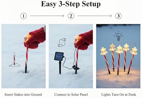 Solar Christmas Pathway Lights - 5 Designs (Star, Snowflake, Santa, Bell), Auto On/Off, Waterproof Warm White LED Color Stake Lights for Garden Yard Holiday Party Décor (Bell) - Image 5